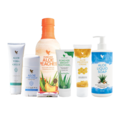 Syv bestsellers Aloe vera baserede hudpleje produkter og Aloe Peaches drik fra Forever Living