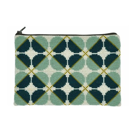 Model foto til broderikit: Blå cirkler Clutch fra fru zippe
