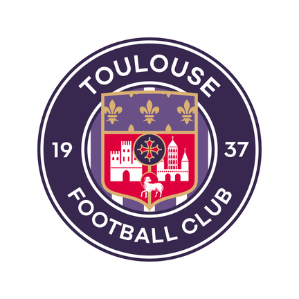 Toulouse FC klublogo på hvid baggrund til rundt sukkerprint og kageprint Ø2–28 cm