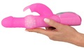 Sweet Smile Pearly Rabbit – pink rabbit vibrator i silikone med klitorisbunny, 7 vibrationer og 3 rotationsfunktioner.
