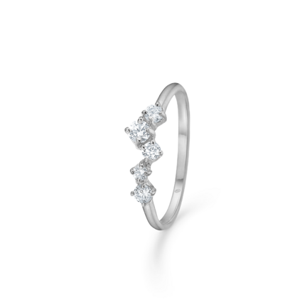 Oblique Ring - Ring in 925 sterling silver with white zirconia stones