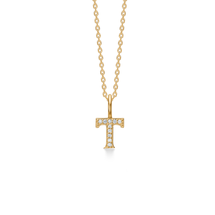 TENDER LOVE T pendant in 14 karat gold with diamonds | Danish design by  Mads Z