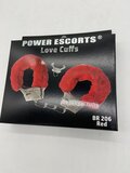 Power Escorts Love Cuffs Red – røde fjerhåndjern fra Power Escorts