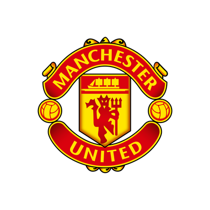 Manchester United klublogo på hvid baggrund til rundt kageprint Ø2–28 cm