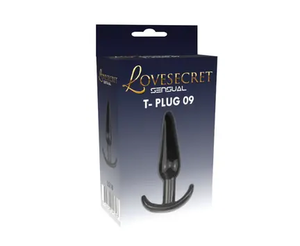 Lovesecret anal plug i sort eller pink med T-formet base i kropssikkert TPE-materiale