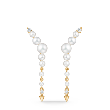 UNICORN øreringe i 14 karat guld m. 0,10 ct. brillant W.SI og perler.