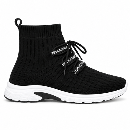 Sort strømpe-sneaker med chunky sål og “NICENICE” snørebånd