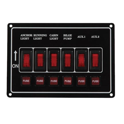 El panel 6 kontakter vandret 12V