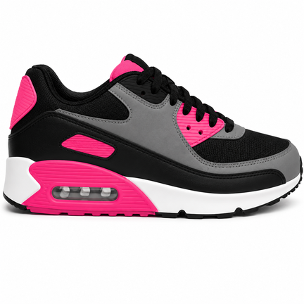 Sporty Sneaker i Sort & Pink med Luftsål