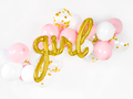 baby girl folieballon i guld til barnedåb eller babyshower