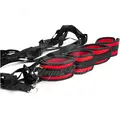 Black and red wrist and ankle bed restraint with adjustable straps