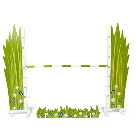 by Astrup spring til kæpheste med blomster