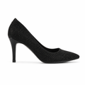 Sorte glitter pumps 8cm hæl