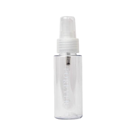 Gennemsigtig mini sprayflaske til Aloe First. Rummer 50 ml.
