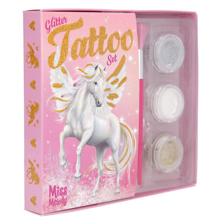 Miss Melody glimmer Tattoo - tatoverings sæt med glimmer og heste til børn