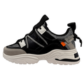 Chunky sneaker i sort, hvid og grå med orange detaljer til kvinder