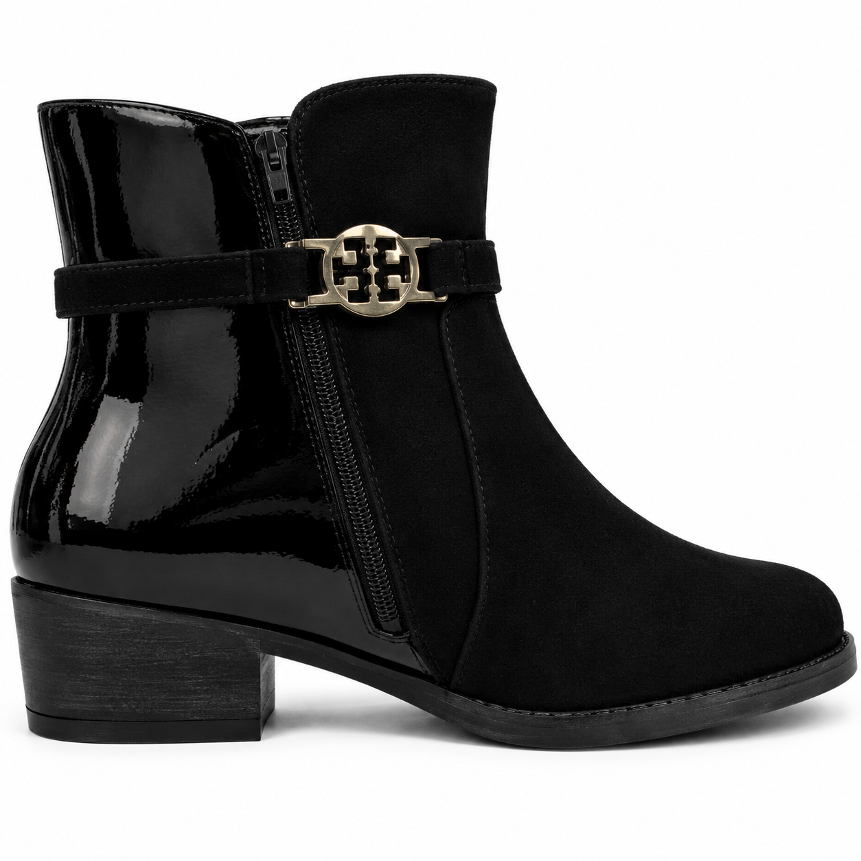 Noira Gloss Buckle Heel Boot - 37