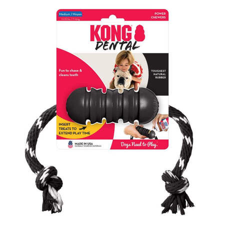 Kong Extreme Dental med Reb | Sort | I indpakning