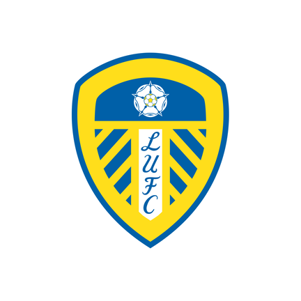 Leeds United klublogo på hvid baggrund til rundt kageprint Ø2–28 cm