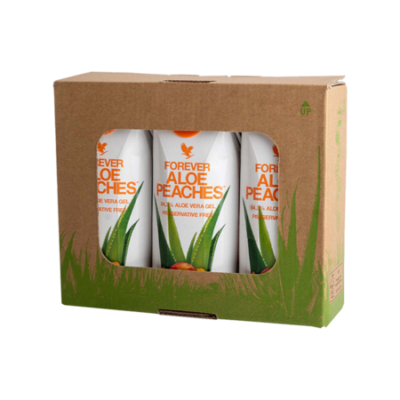 Forever Aloe Peaches Aloe vera drik i ministørrelse i 3-stk. pakning
