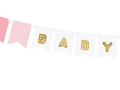 Babygirl banner - babyshower pynt lyserød - guld babygirl