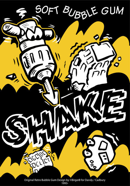 Shake bubble gum illustration poster