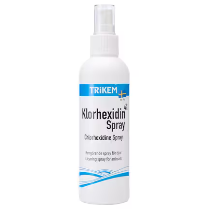 Trikem Klorhexidin Spray 4 % – antiseptisk desinfektionsspray til hunde mod sår, rifter, hotspots og udslæt | 200 ml