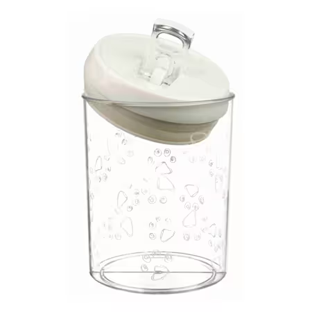 Trixie Krukke til Hundegodbidder med åbent låg – gennemsigtig bøtte med poteaftryk og lufttæt låg som er løftet af