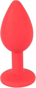 Emballage til Colorful Joy Jewel Red Plug Small fra You2Toys med mål og illustration af den røde buttplug.