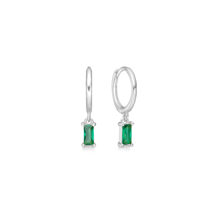 Green Infinity Earrings - Små hoops med grønne zirconia sten