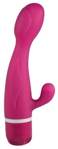 Vibrator i silkeblød silikone med bladlignende stimulusstruktur og integreret klitorisarm