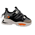Chunky sneaker i sort, hvid og grå med orange detaljer til kvinder