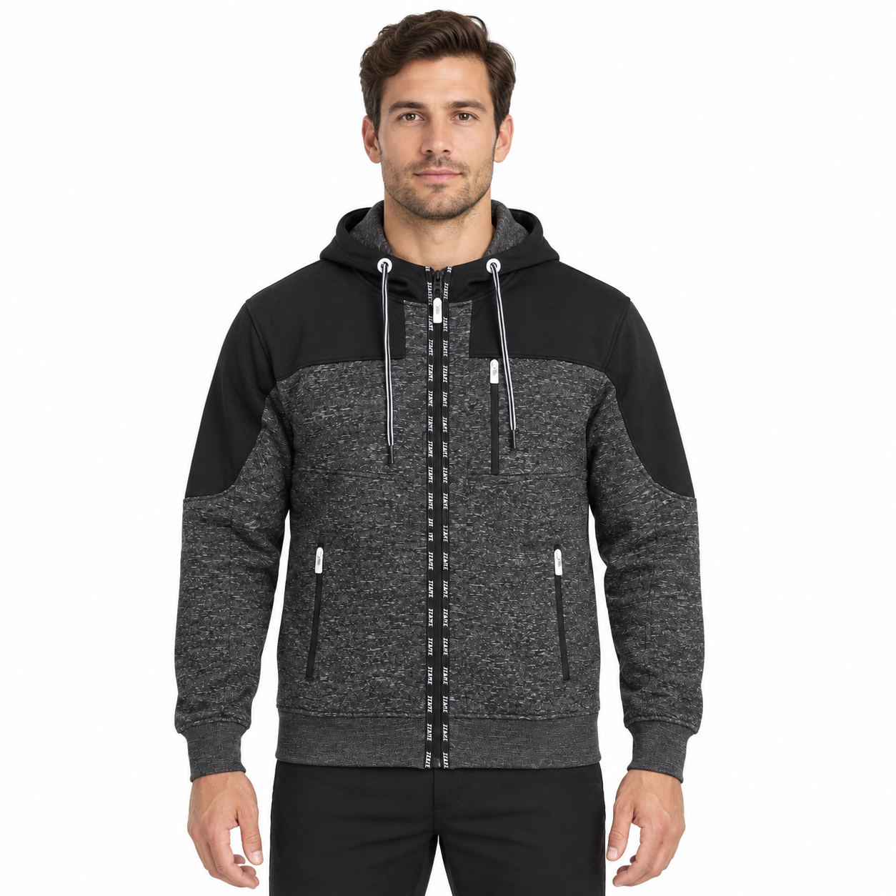 Grå Herre Fleece Sweatjakke - L