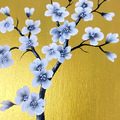 maleri lille guld blomst