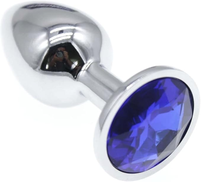 Mini Diamant Buttplug Sølv/Blå