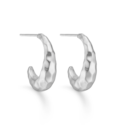 Hammered Earrings - Simple banket øreringe i 925 sterling sølv