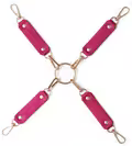 Bad Kitty 6-delt bondage-sæt i pink kunstlæder med gulddetaljer og kæder