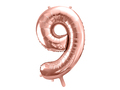 Stort 9 ballon tal rose gold til helium