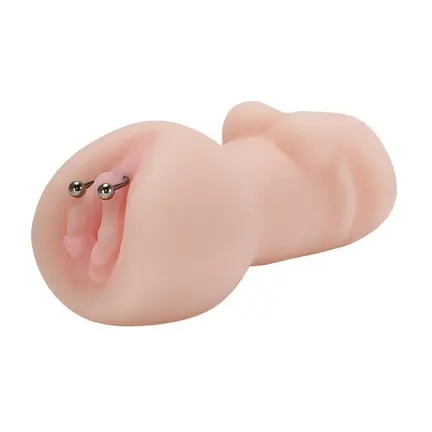 Terry With Love vagina masturbator med realistisk åbning og dekorativ piercing i blødt TPE