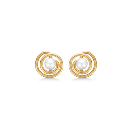 SWIRL W. PEARL earrings in 14 karat gold with pearl | Danish design by Mads Z