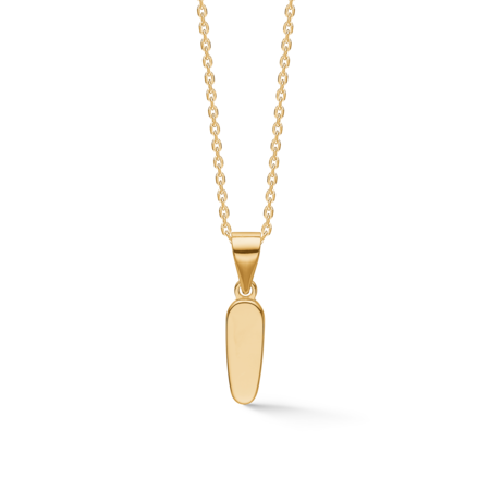 Letters I necklace made of 925 pure sterling silver plated with 18 karat gold plating.