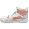 High-top damesneaker i hvid med pastelfarvede detaljer