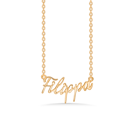 Name Tag Filippa is made of 925 pure sterling silver plated with a durable 18 karat gold plating.