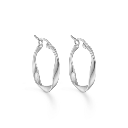 Curved Hoops - Minimalist twisted earrings with a feminine look in sterling silver