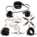 ZADO Leather Restraint Set læder bondage sæt med halsbånd, manchetter og kæde