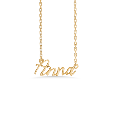 Name Tag Anna is made of 925 pure sterling silver plated with a durable 18 karat gold plating.