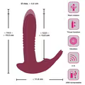 Rød JAVIDA RC Hands-free 3 Function Vibrator med skaft og klitorisstimulator.