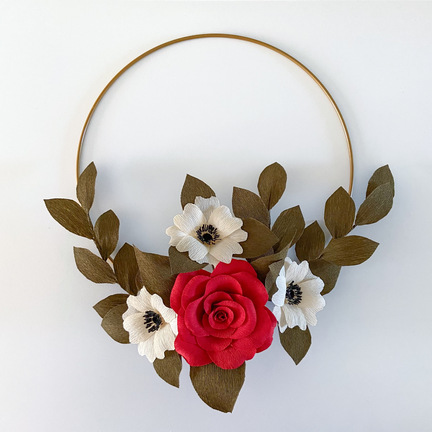 kunstige blomster rød rose creme hvid dekorations ring