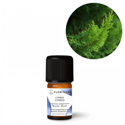 Cypres æterisk olie i flaske. Cypress. Økologisk. Køb hos Aromaliv.dk