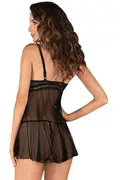 Obsessive Marrbel Babydoll i sort blonde og mesh med matchende trusse